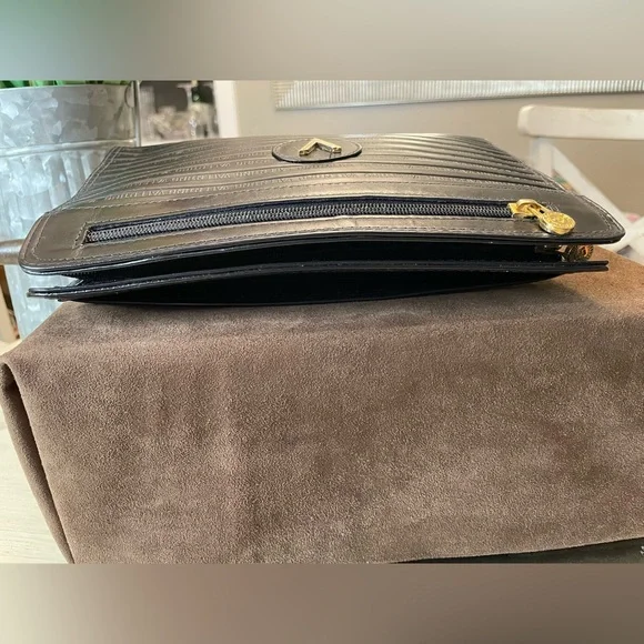 Mario Valentino Black and Gold Clutch with Elegant Wristlet